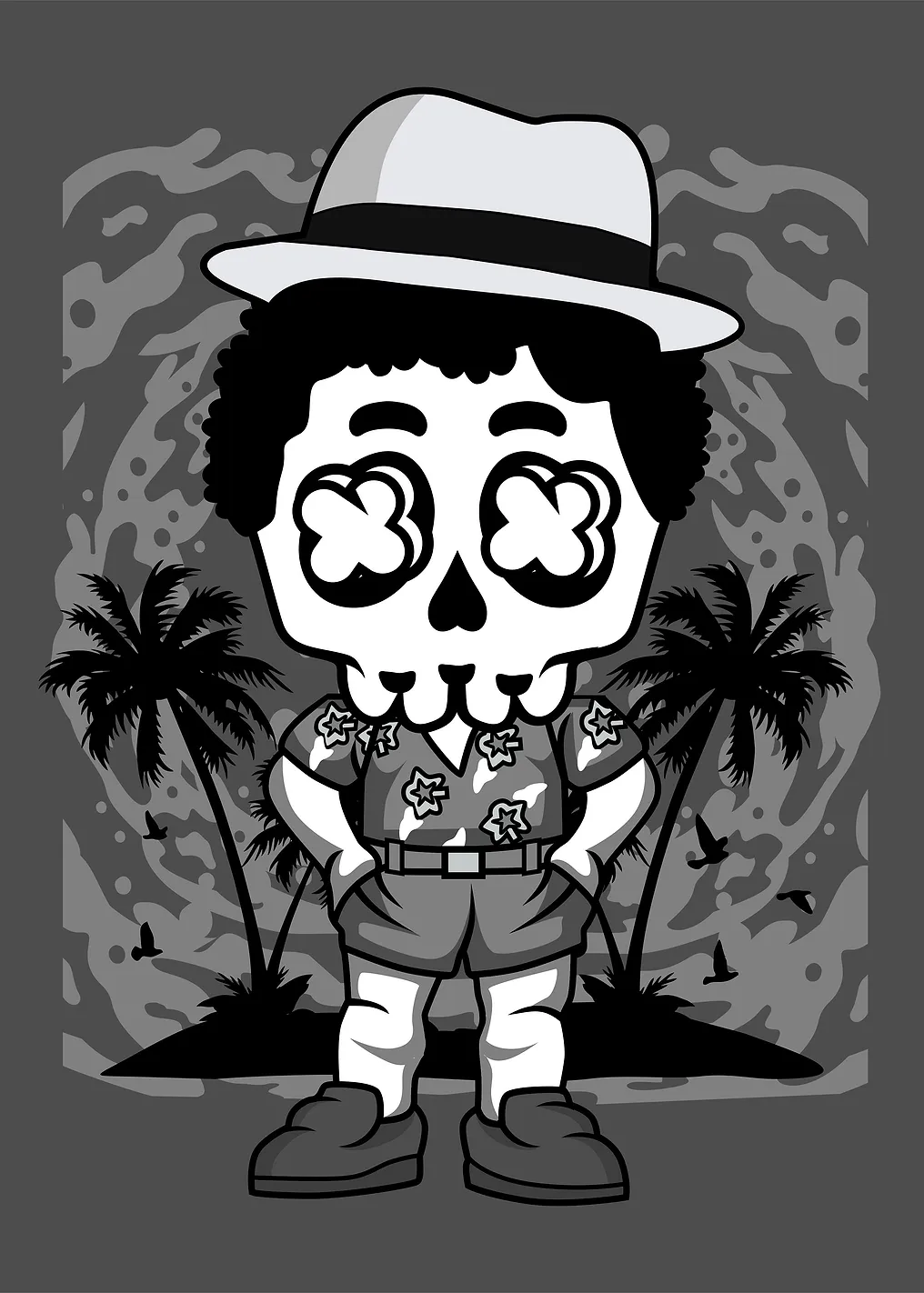 skull beach cartoon