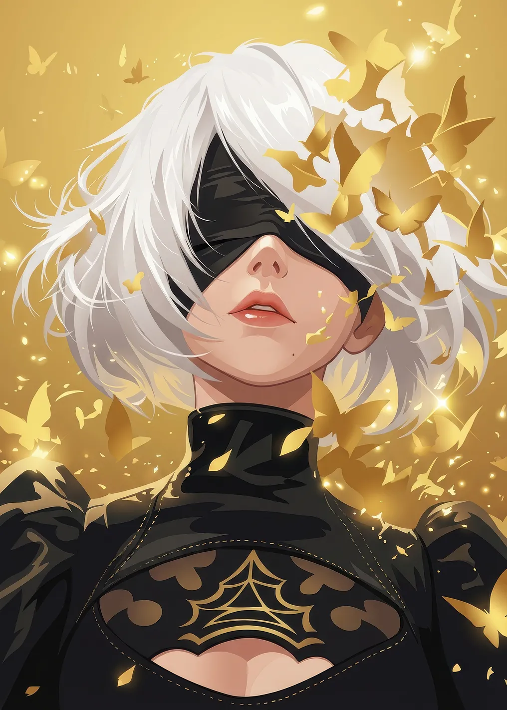 2B с золотыми бабочками