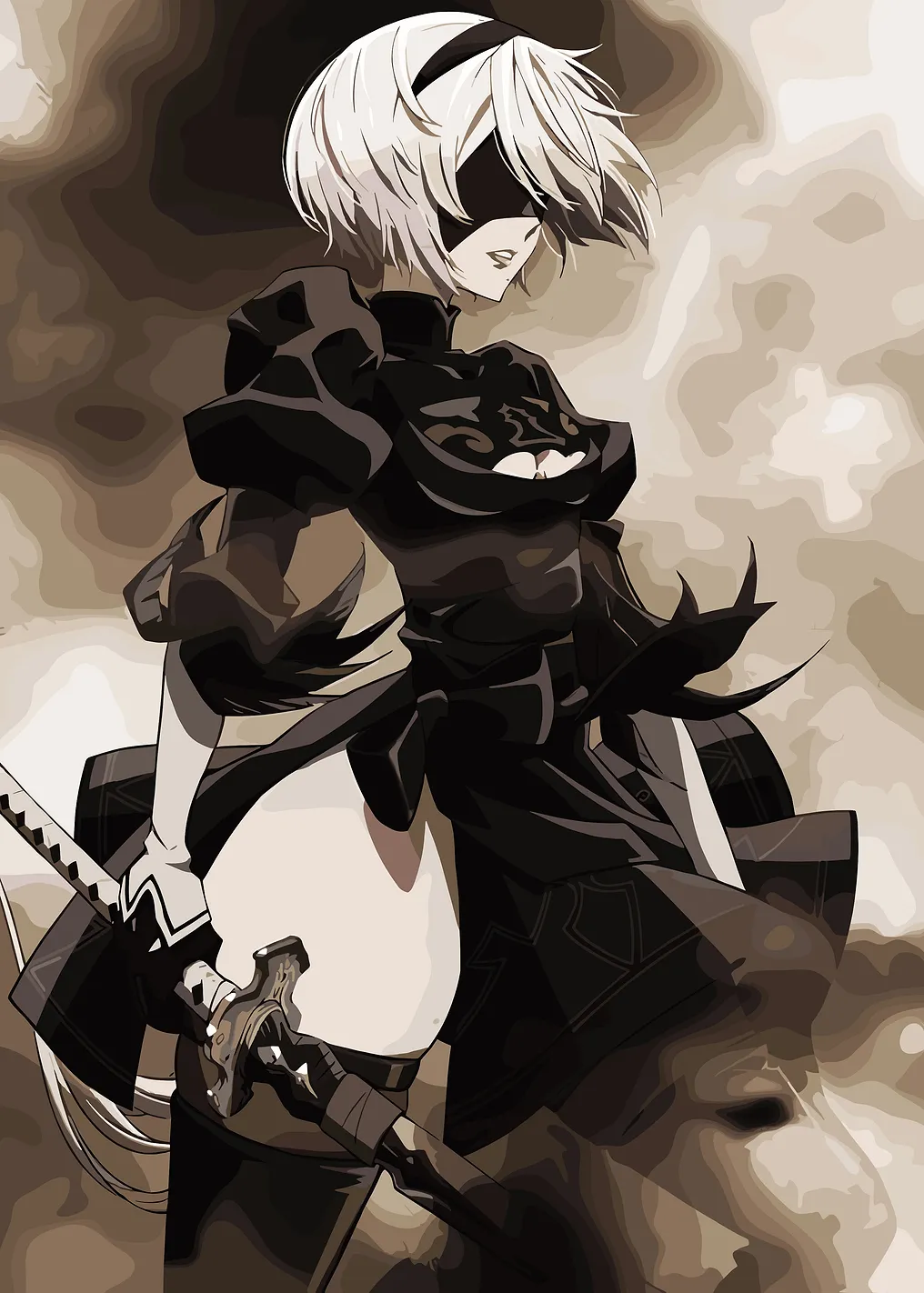 2B с мечом