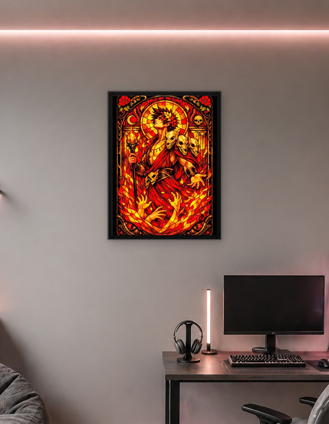 Hades with Cerberus and Flames