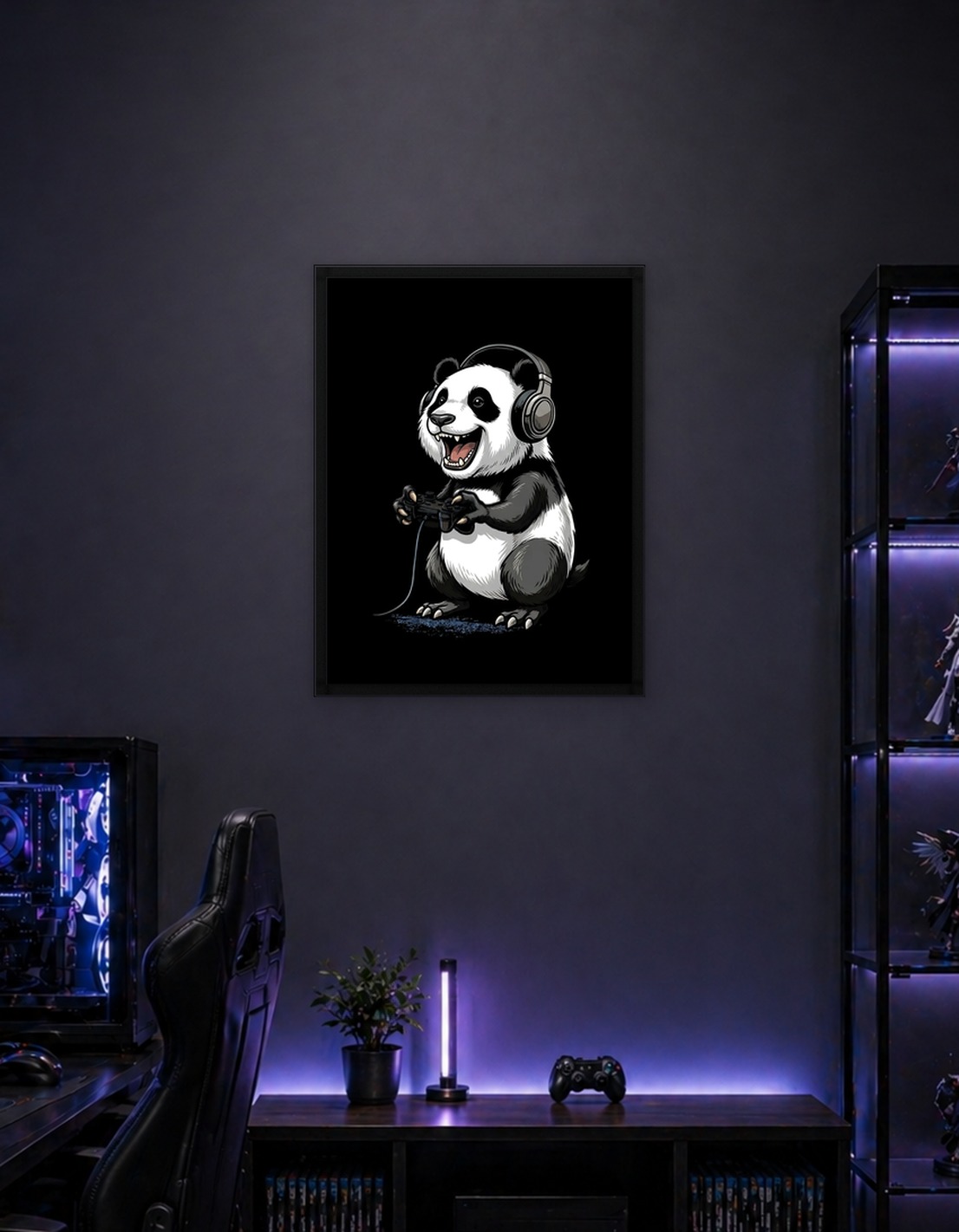Gamer Panda with Headphones and Controller