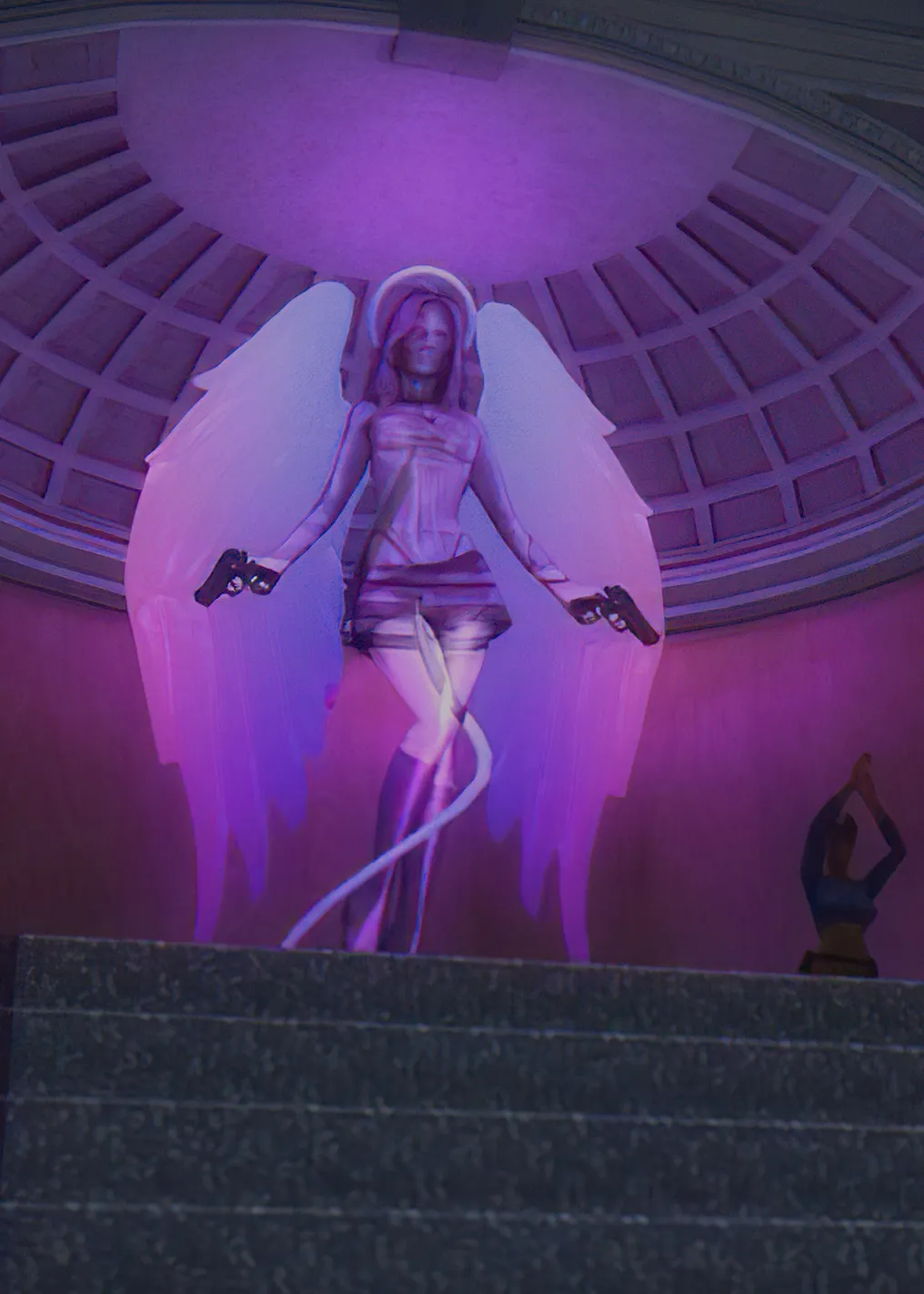 Holographic Angel with Guns