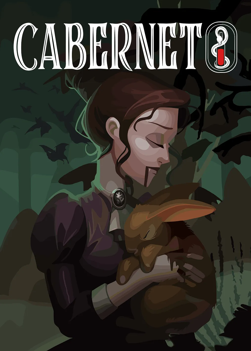 Gothic Woman Holding a Rabbit
