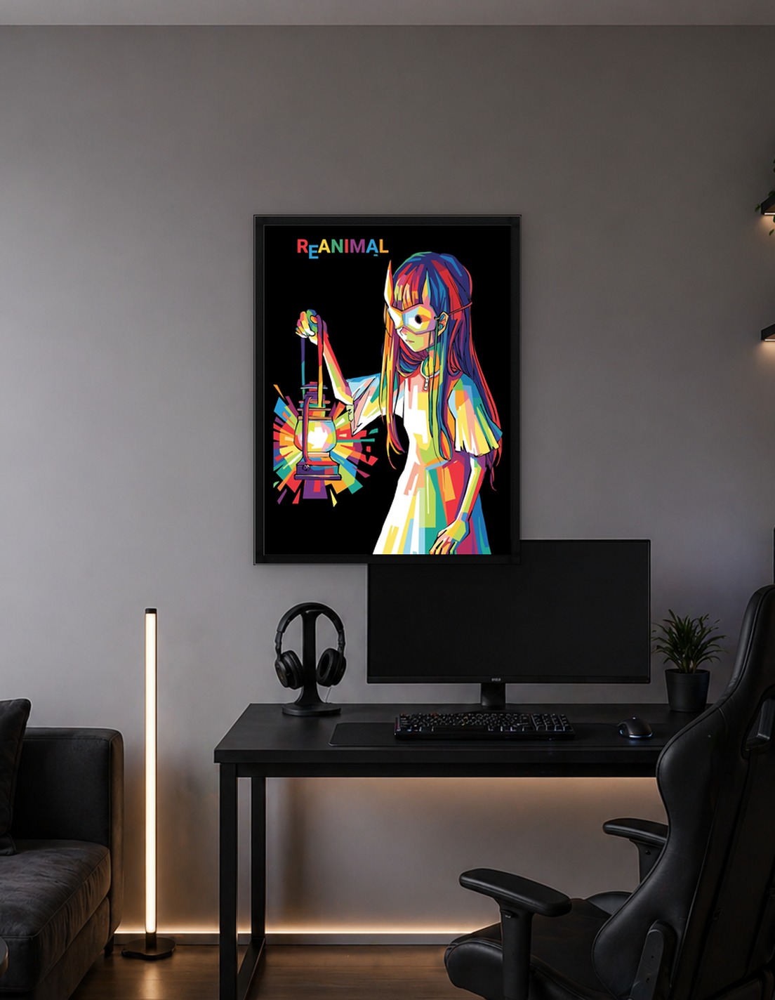 Girl with Lantern in Pop Art Style