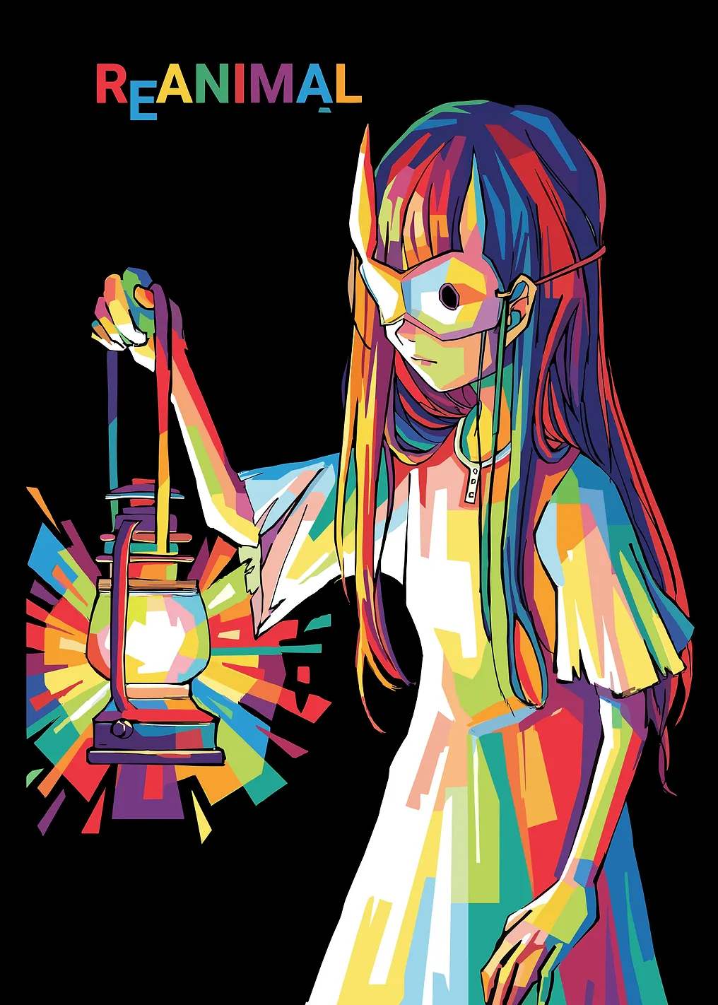 Girl with Lantern in Pop Art Style