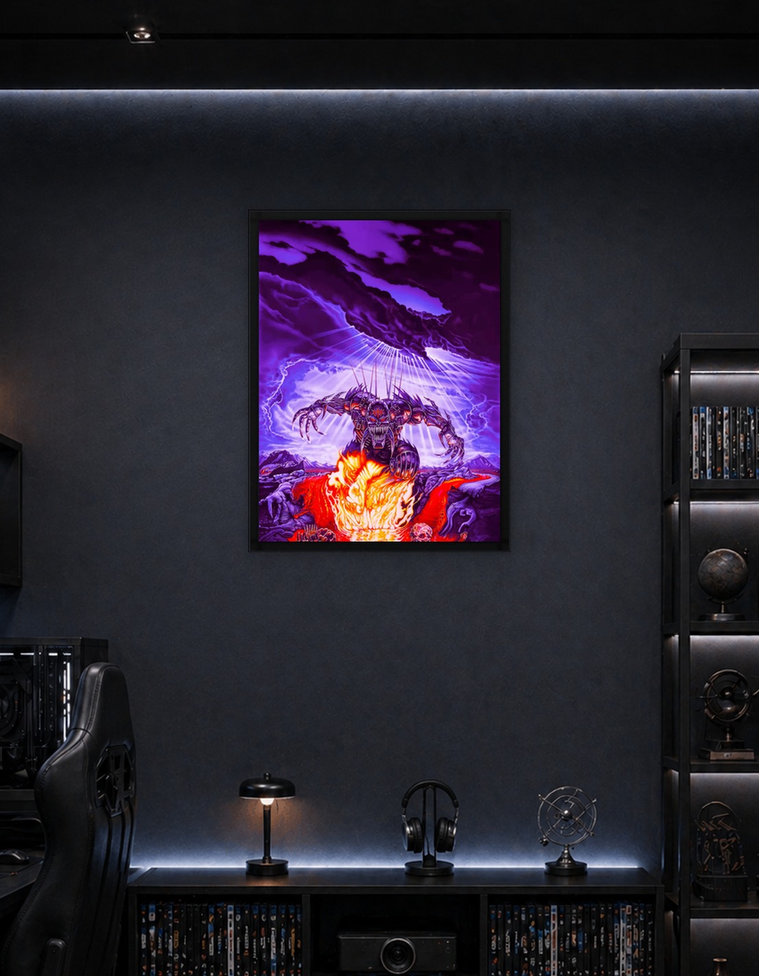 Demonic Creature in Fiery Landscape