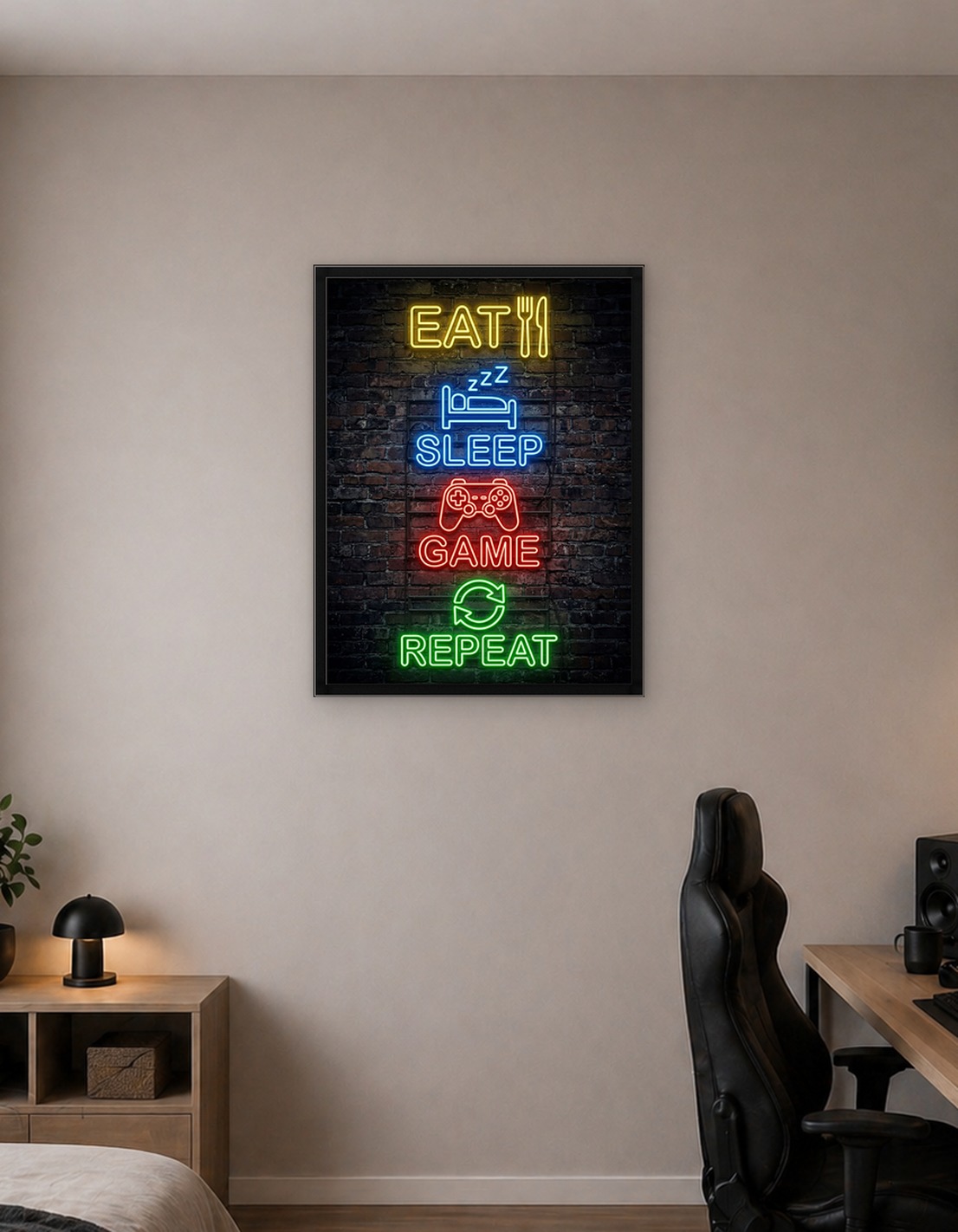 Eat Sleep Game Repeat Neon Sign - 10009906