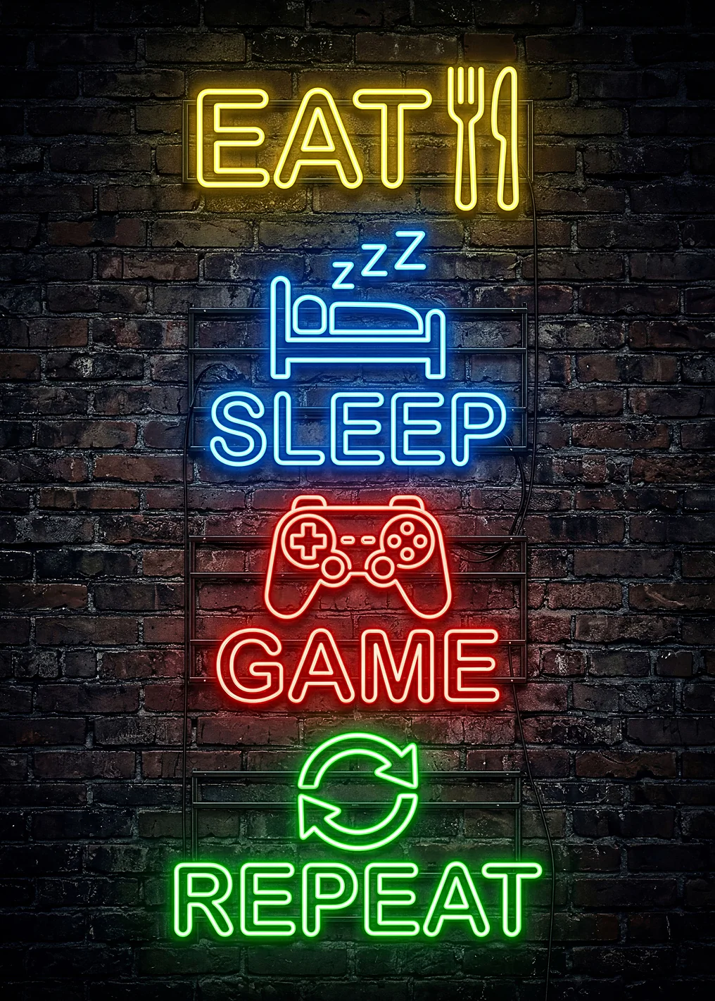 Eat Sleep Game Repeat Neon Sign - 10009906