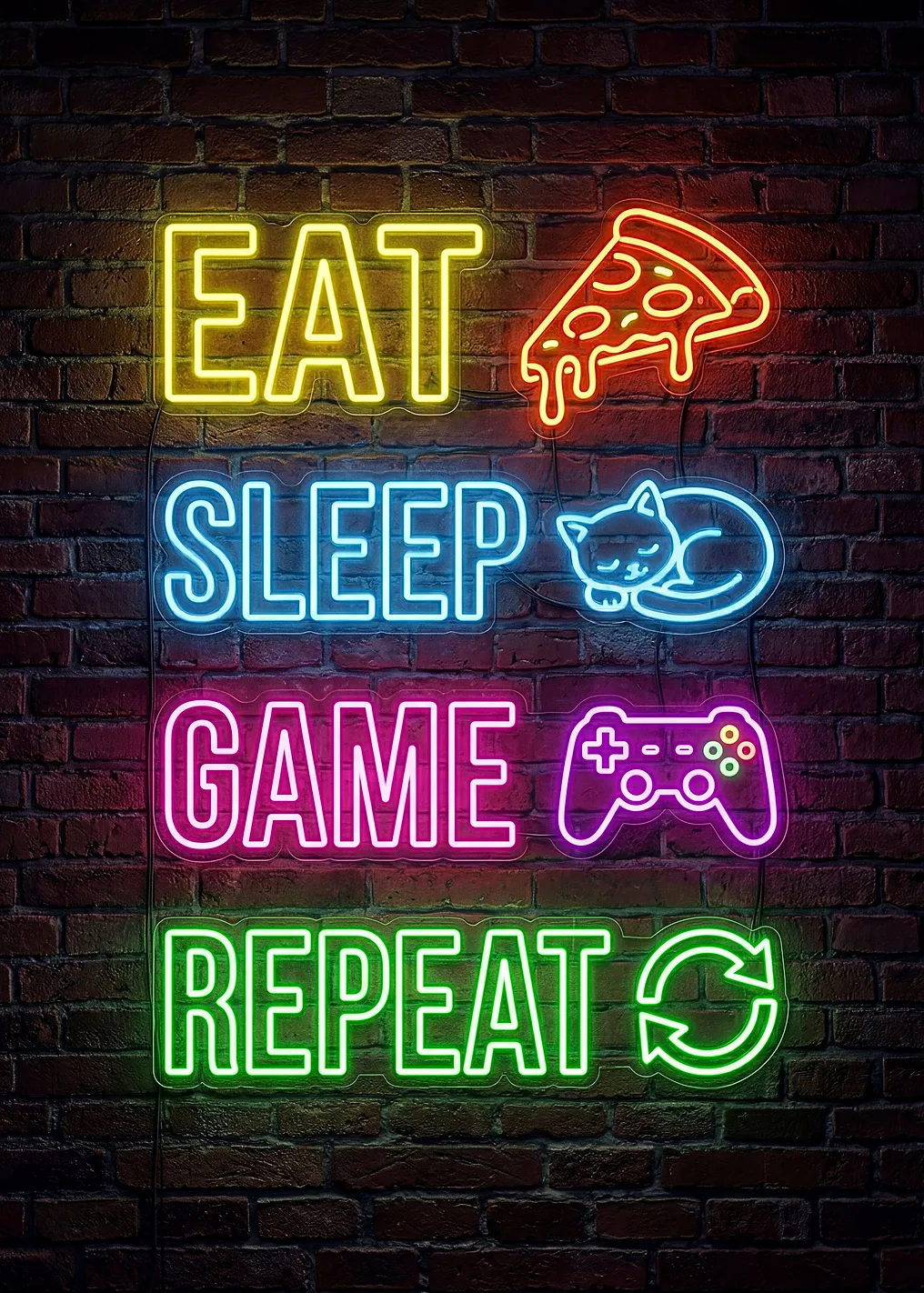 Eat Sleep Game Repeat Neon Sign - 10009912