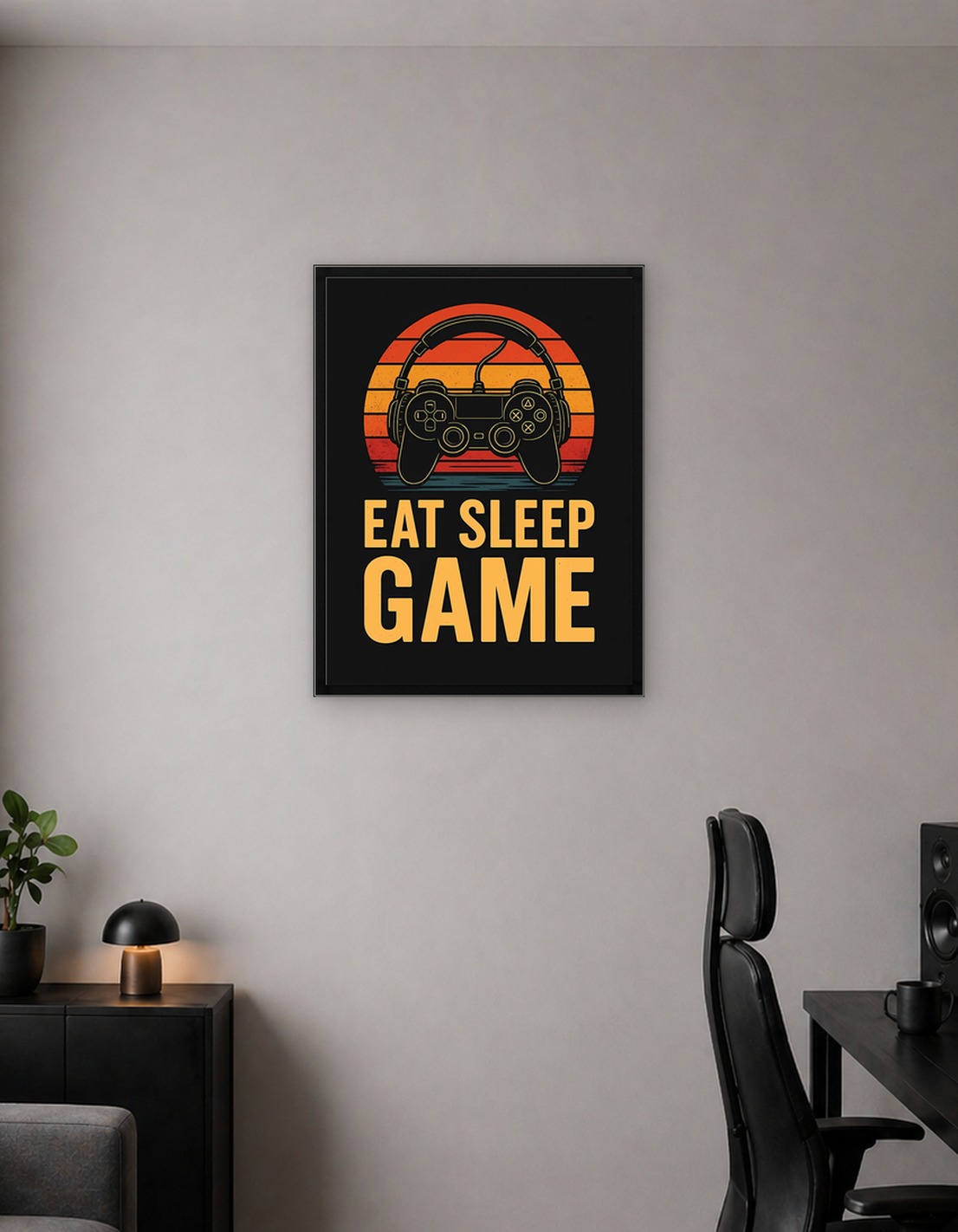 Eat Sleep Game Controller Retro Sunset