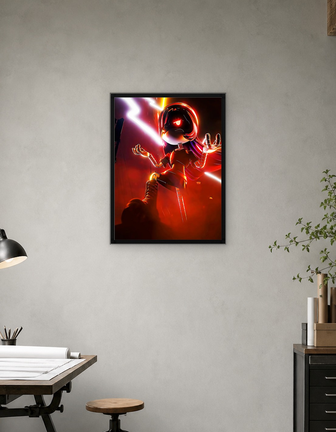 Evil Robot with Glowing Eyes