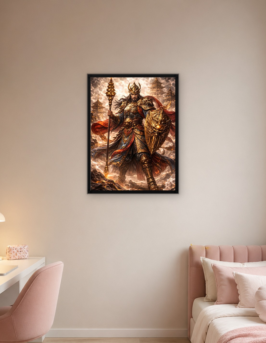 Golden Warrior with Staff and Shield