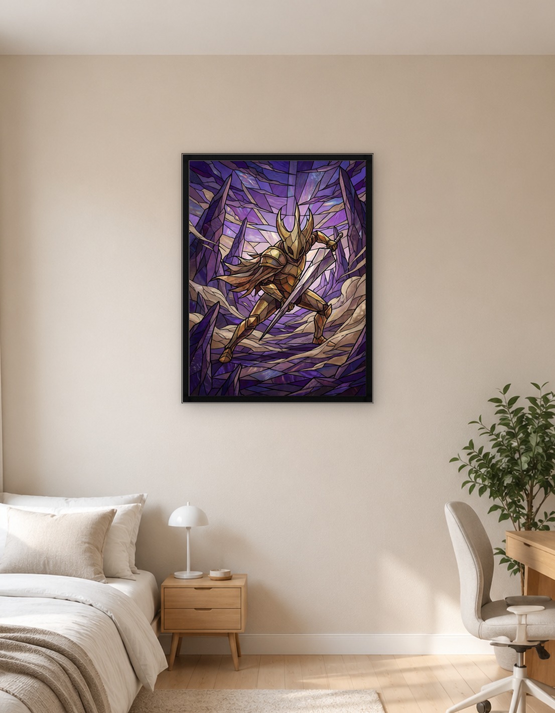 Golden Knight in Stained Glass