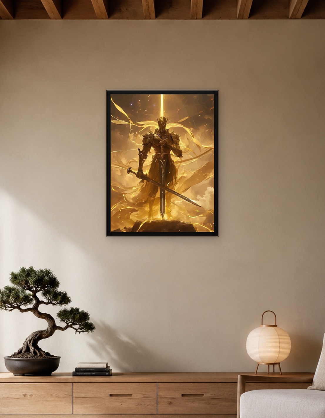 Golden Knight with Glowing Sword - 9931158