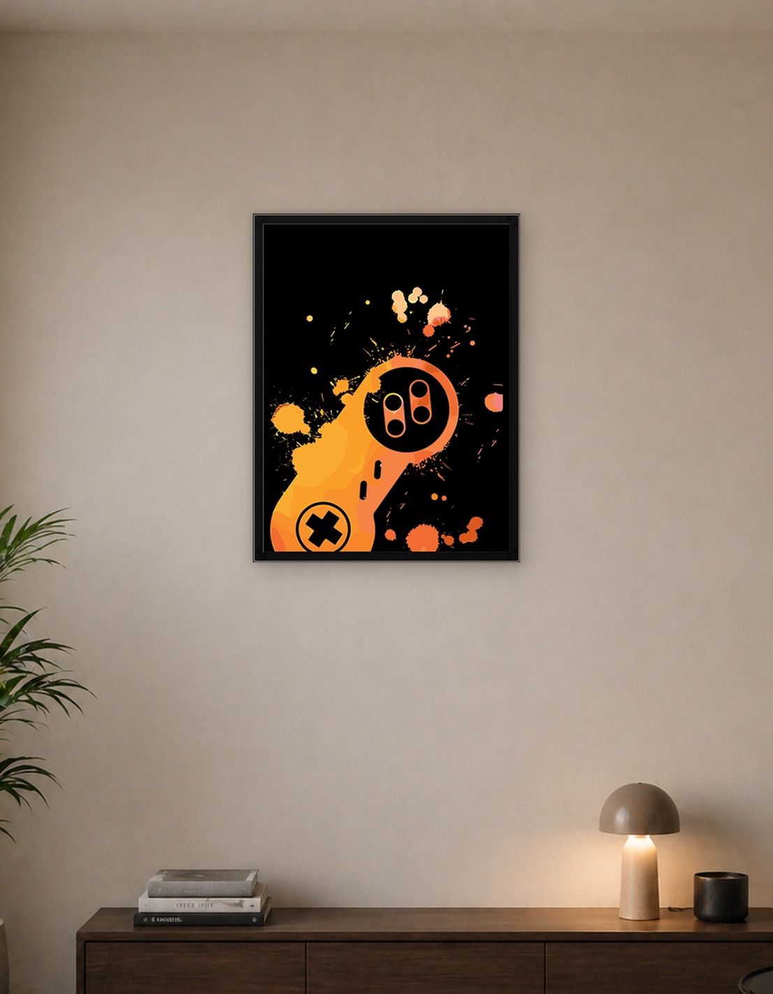 Gaming Controller with Orange Splatter