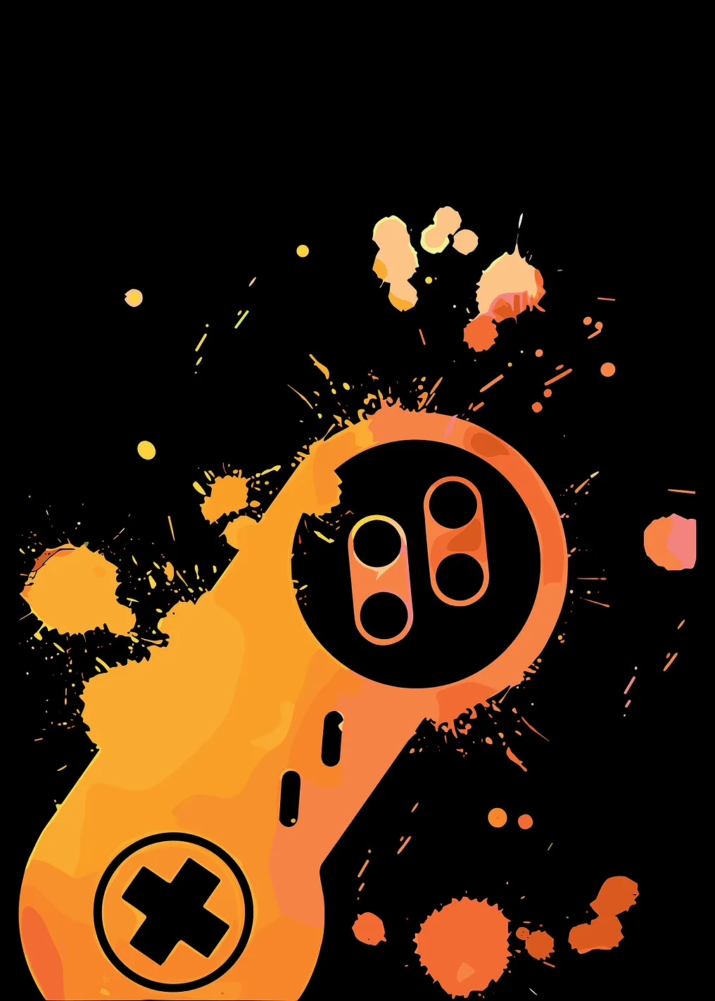 Gaming Controller with Orange Splatter