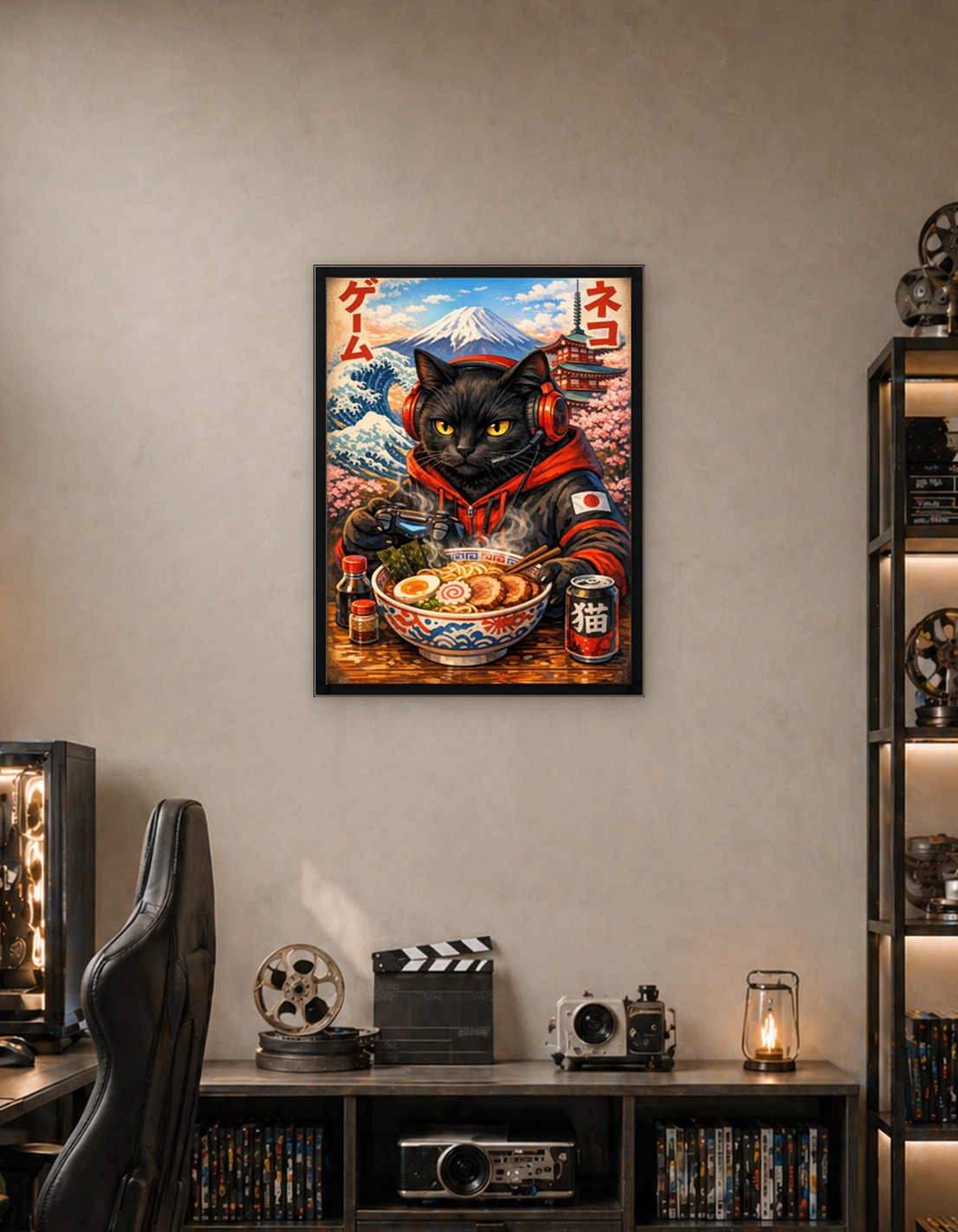Gamer Cat Eating Ramen - 9789556