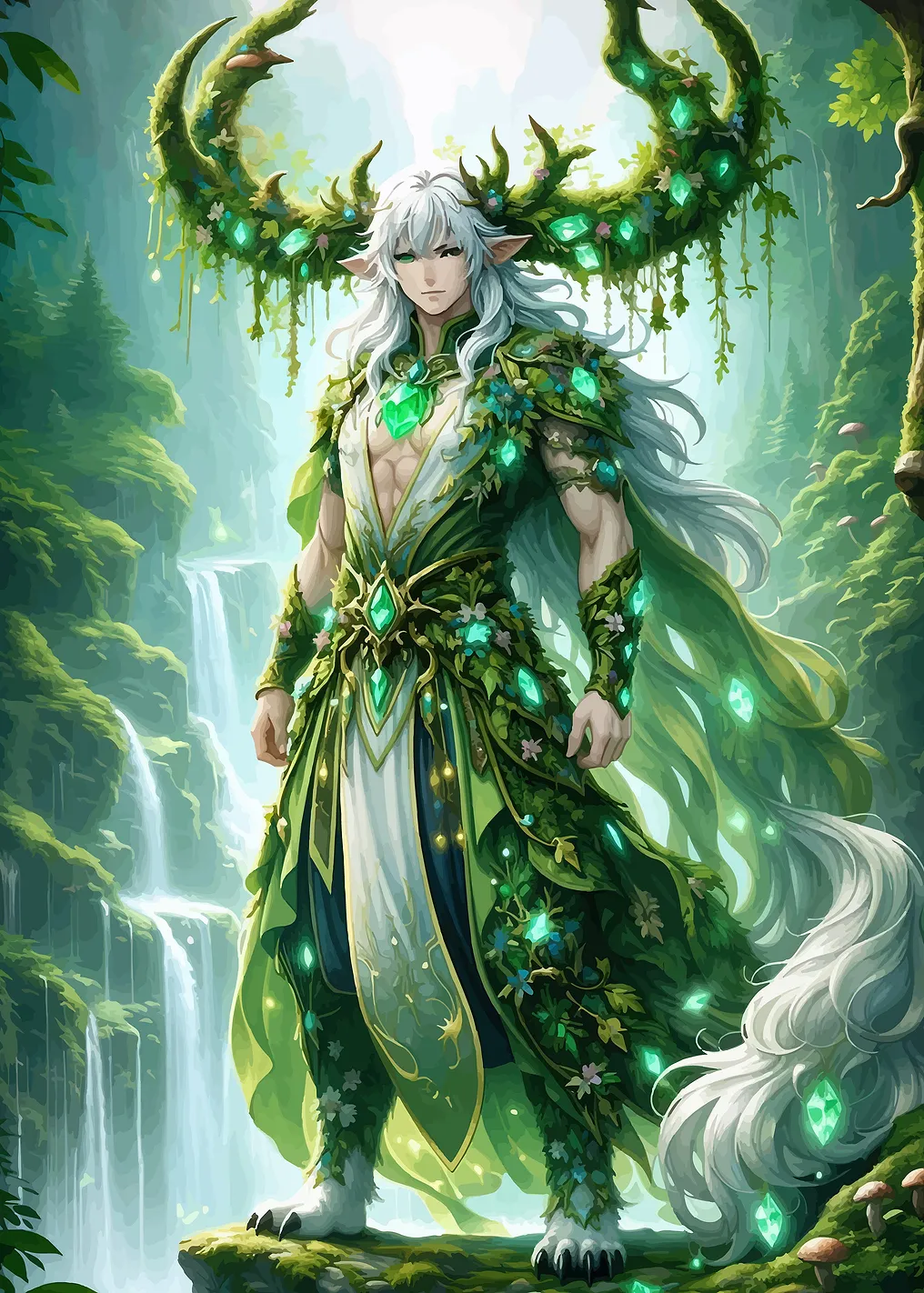 Forest Guardian with Antlers and Gems