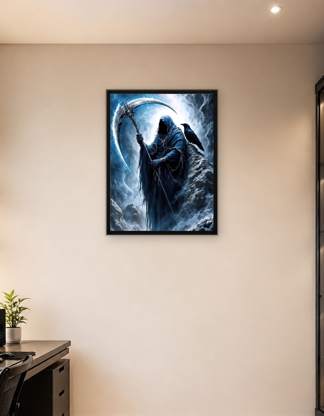 Grim Reaper with Scythe and Raven