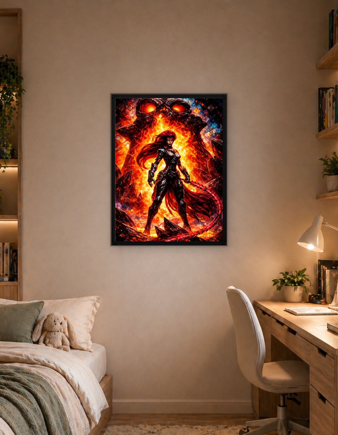 Fiery Warrior Woman with Whip