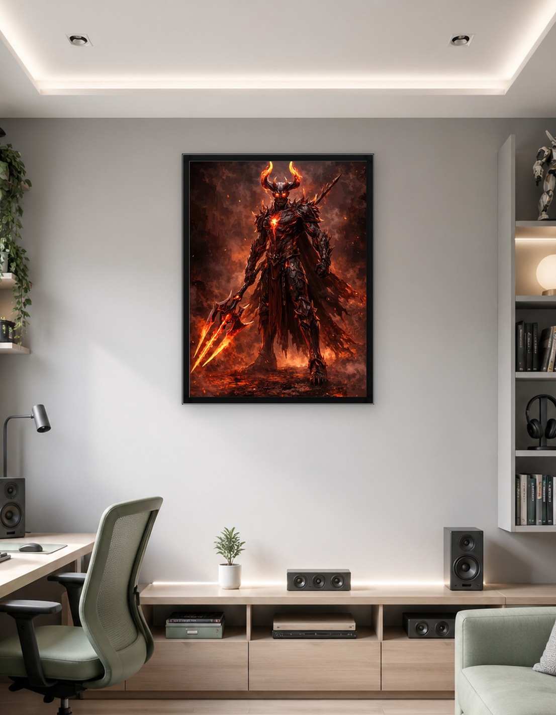 Fiery Demon Warrior with Spear