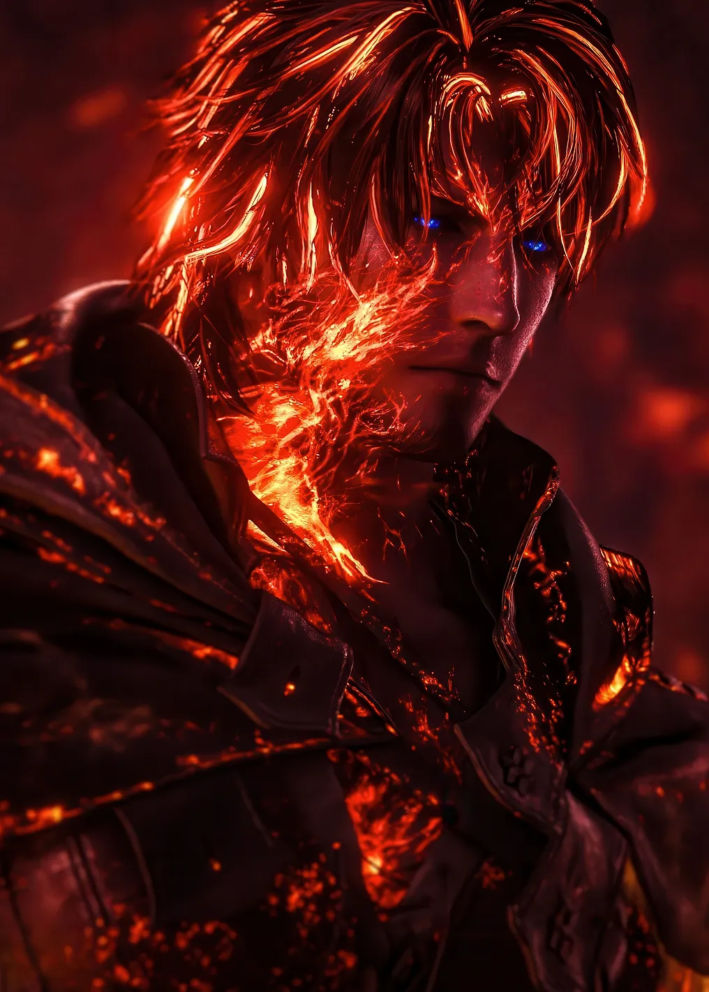 Fiery Man with Blue Eyes