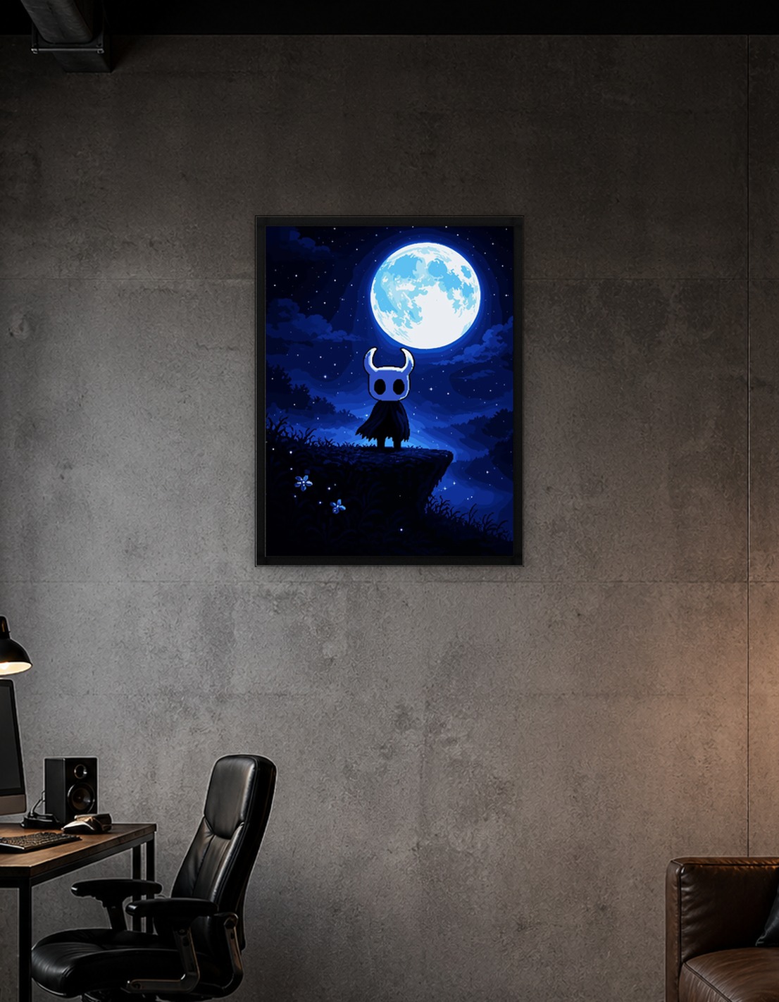 Hollow Knight Character Under Moon