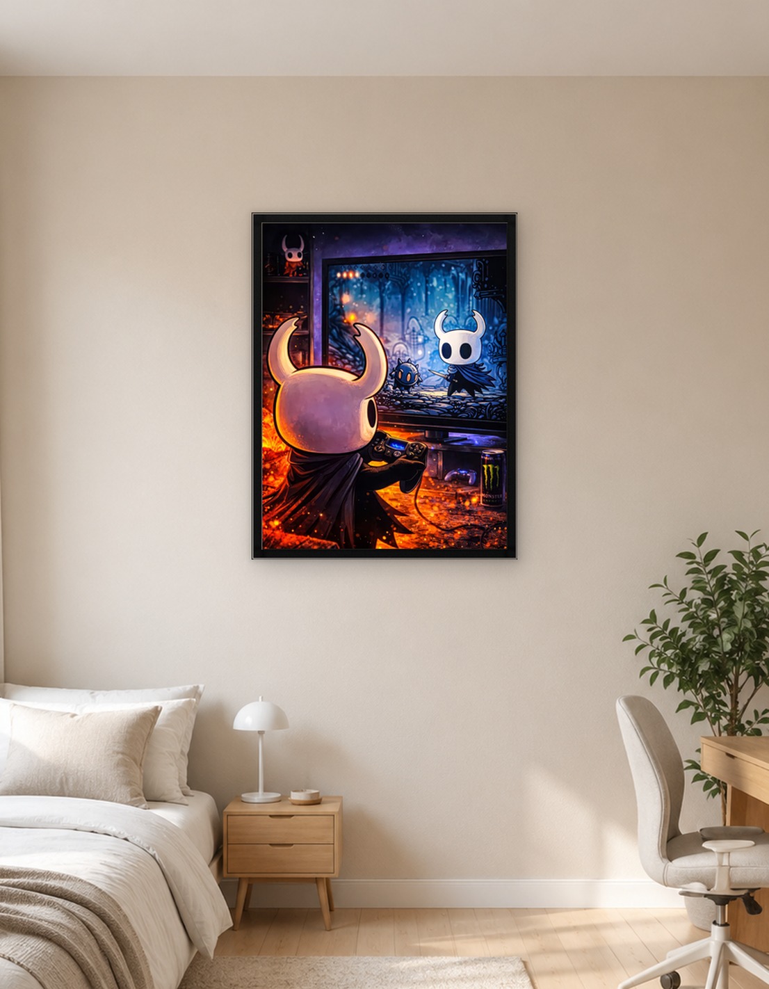 Hollow Knight Character Playing Video Game