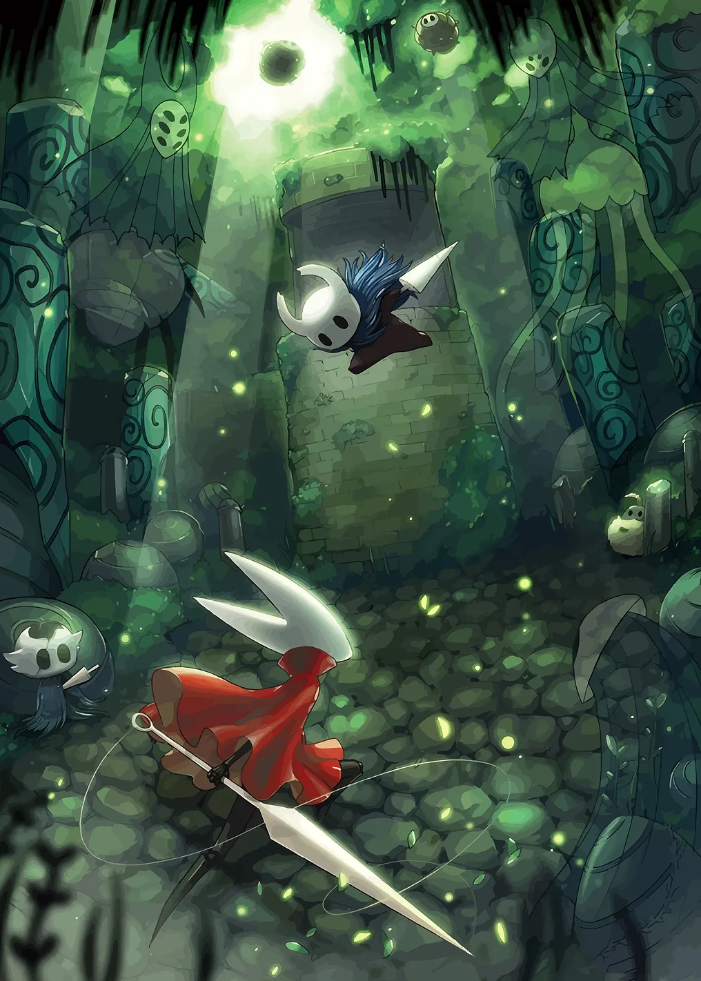 Hollow Knight Characters in Green Forest