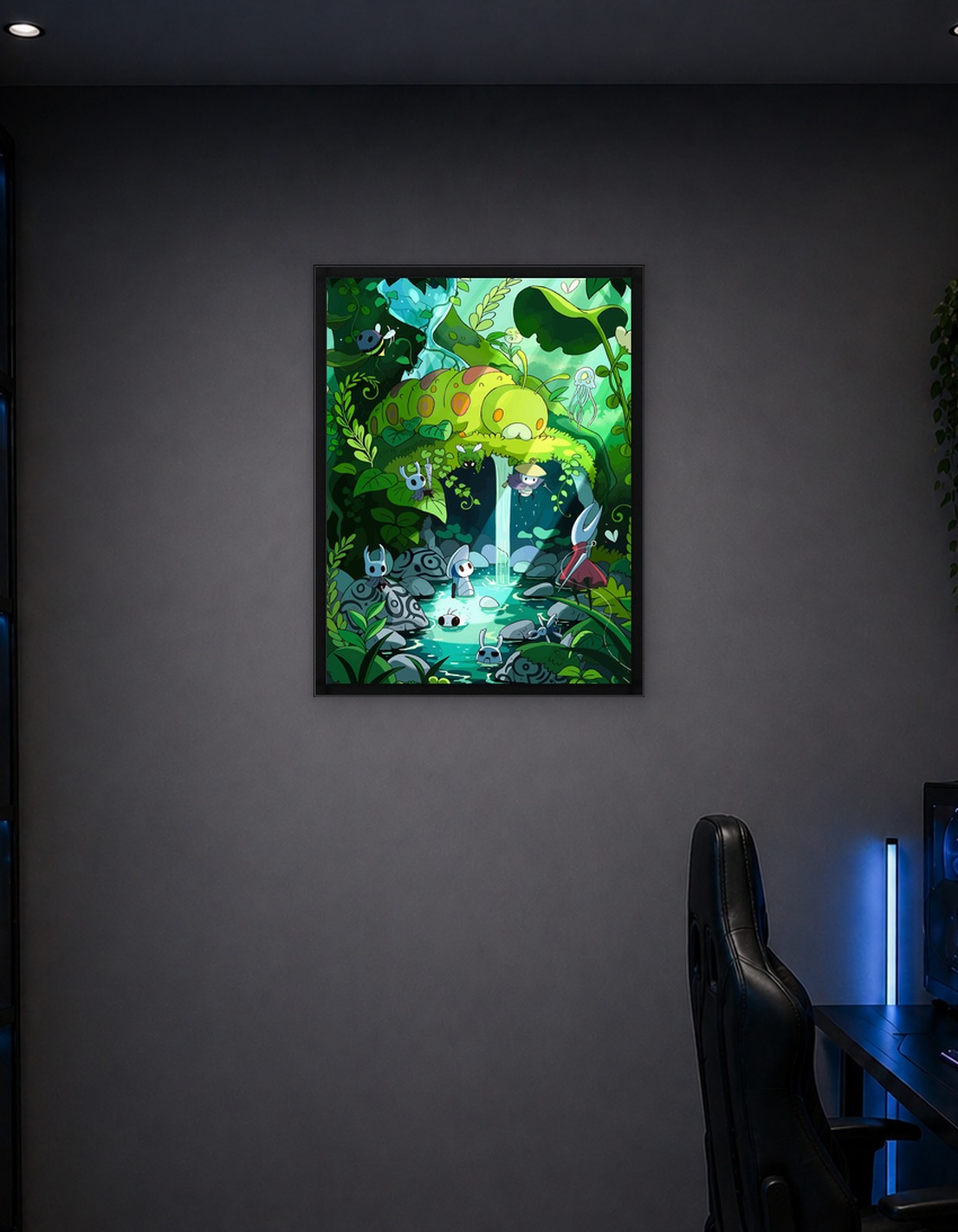 Hollow Knight Characters in a Lush Forest