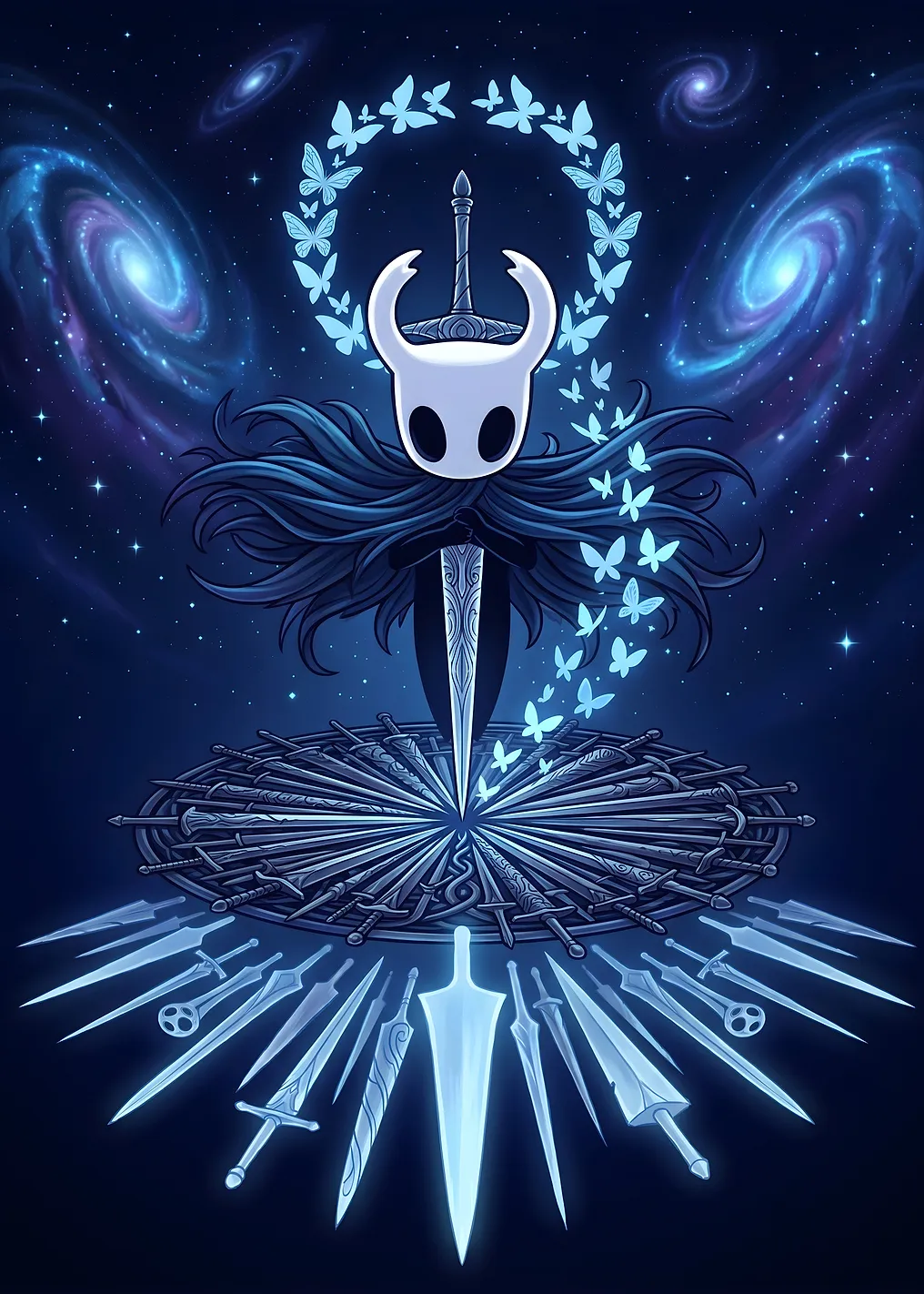 Hollow Knight in Cosmic Butterfly Realm