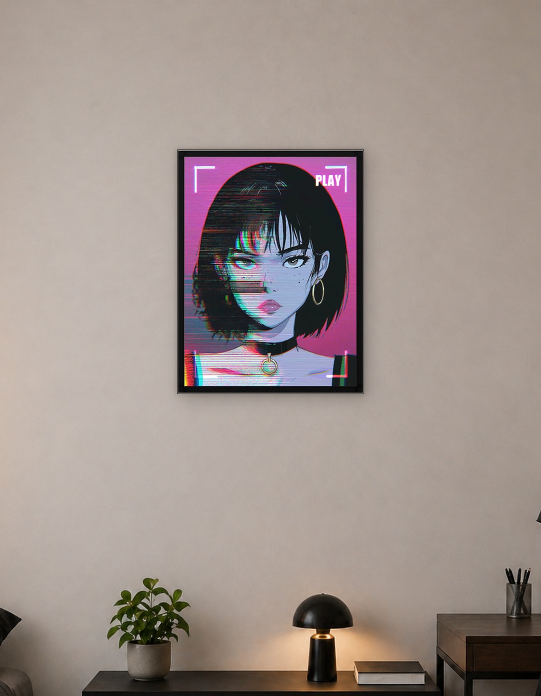 Glitch Anime Girl Portrait