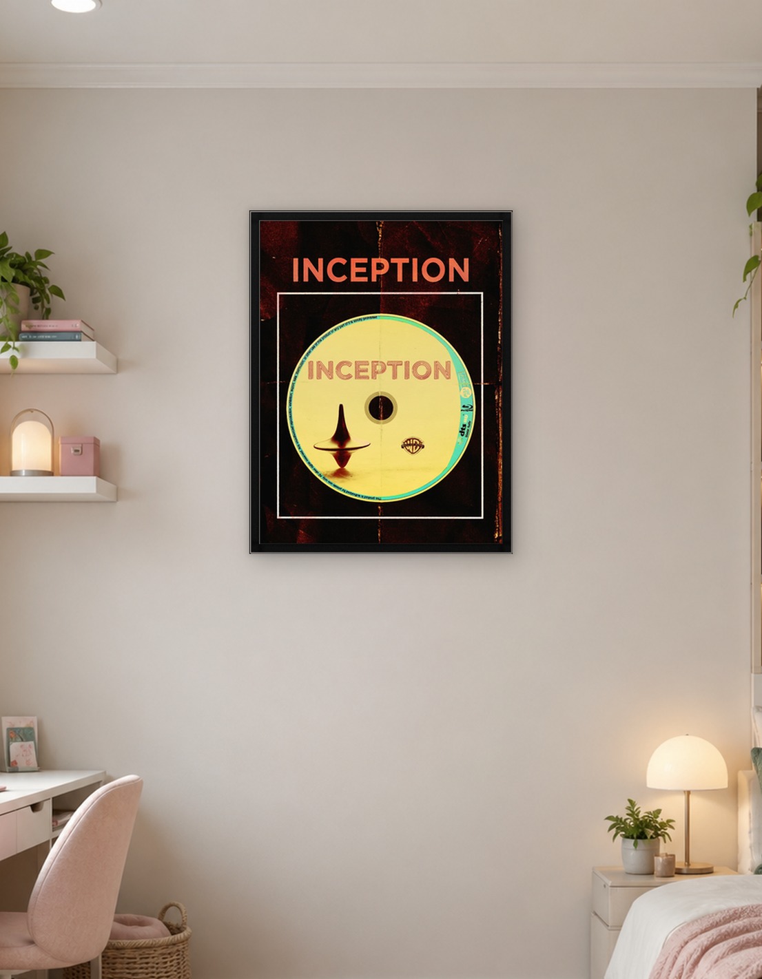 Inception movie poster with Blu-ray disc