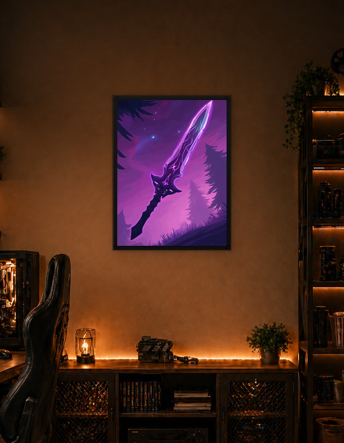 Glowing Purple Fantasy Sword