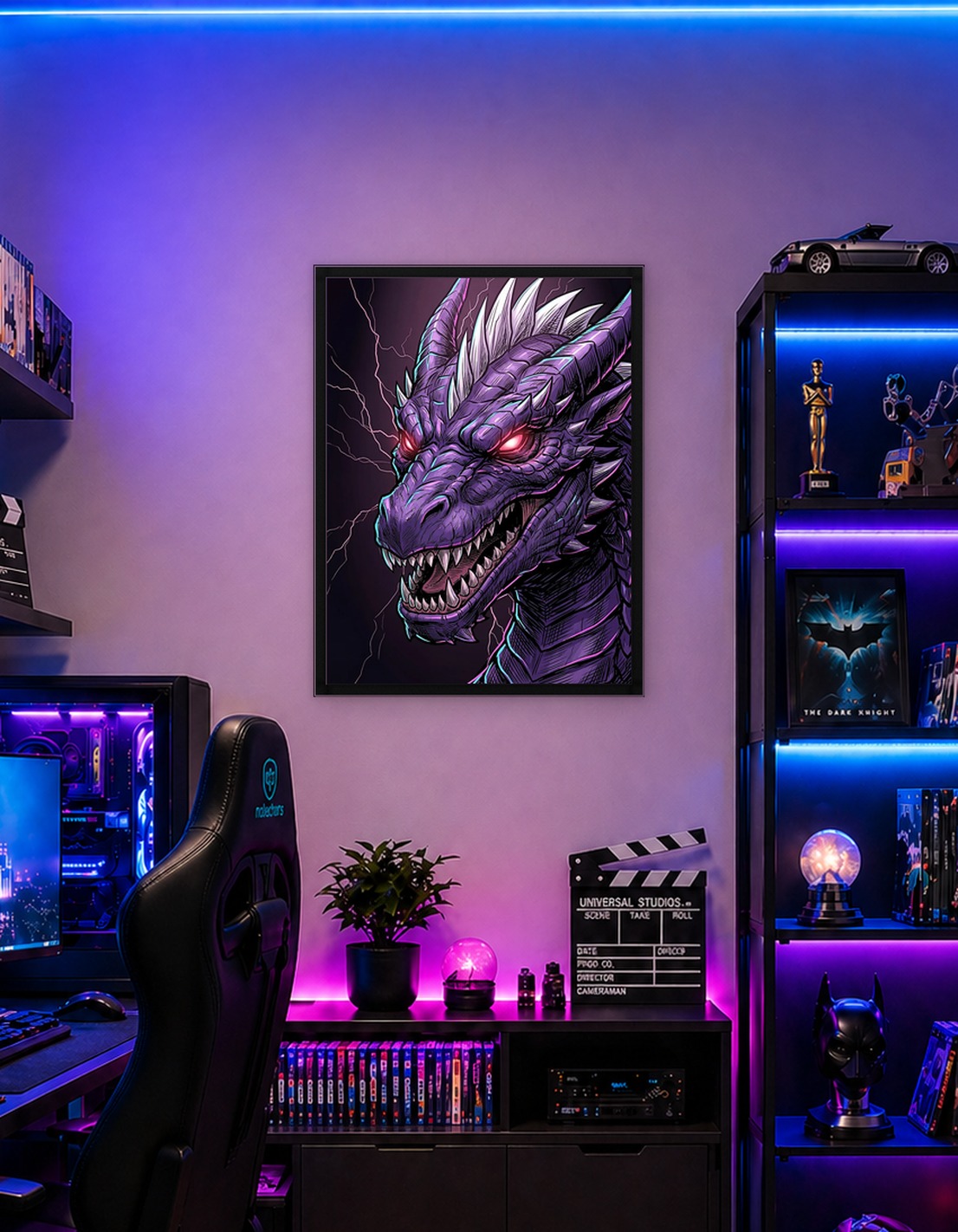 Fierce Purple Dragon with Glowing Eyes