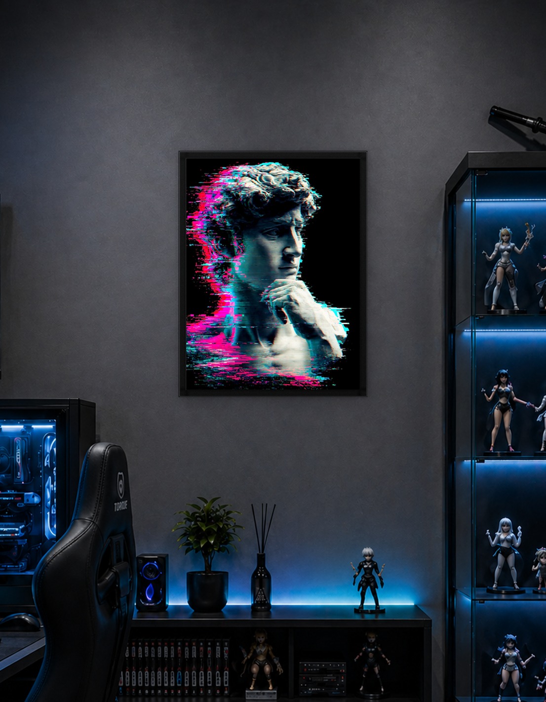Glitch Art David Sculpture