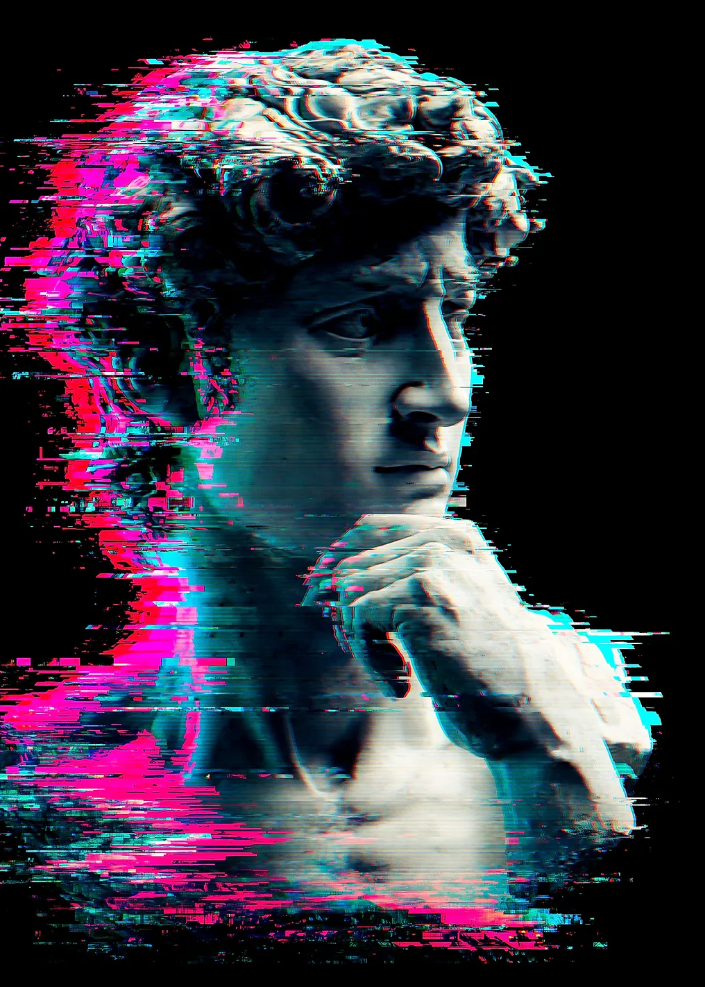 Glitch Art David Sculpture