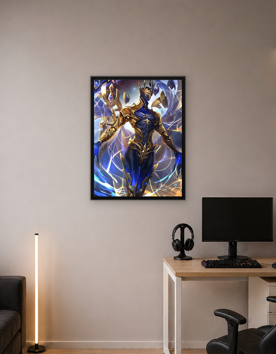 Golden and Blue Armored Figure