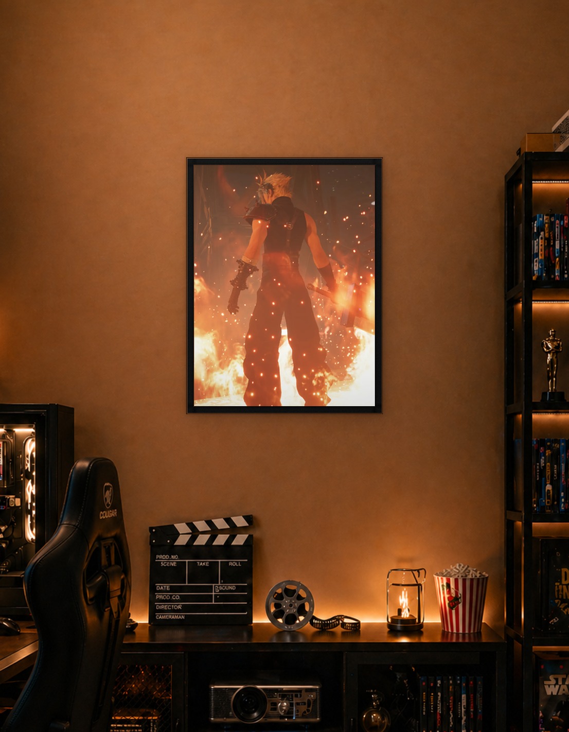 Final Fantasy VII Cloud Strife in Flames