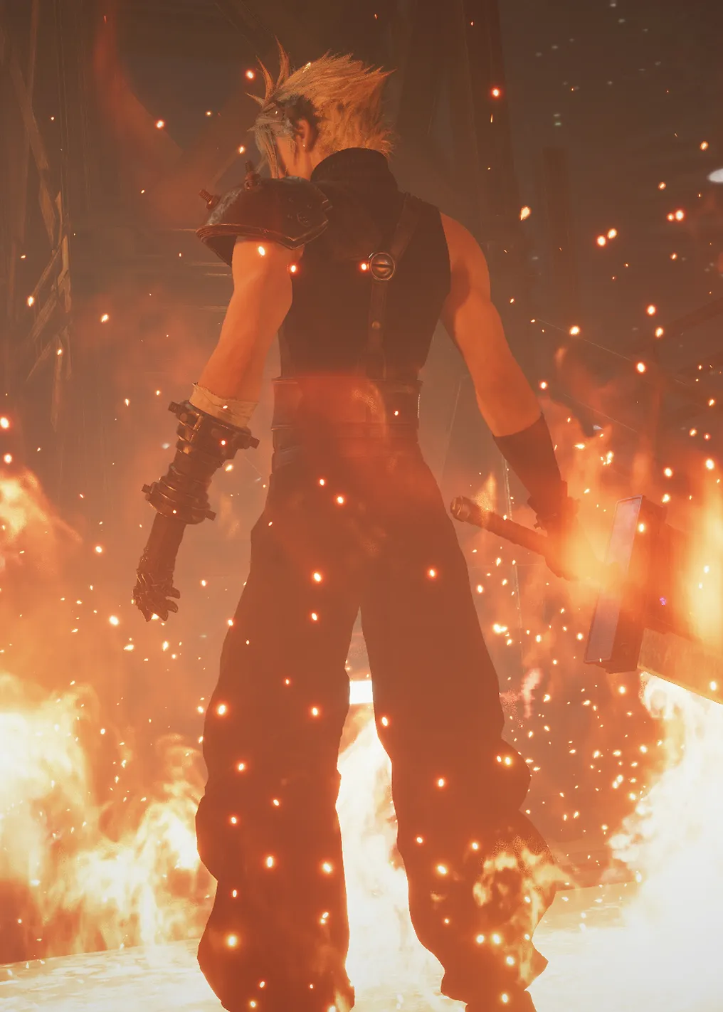 Final Fantasy VII Cloud Strife in Flames