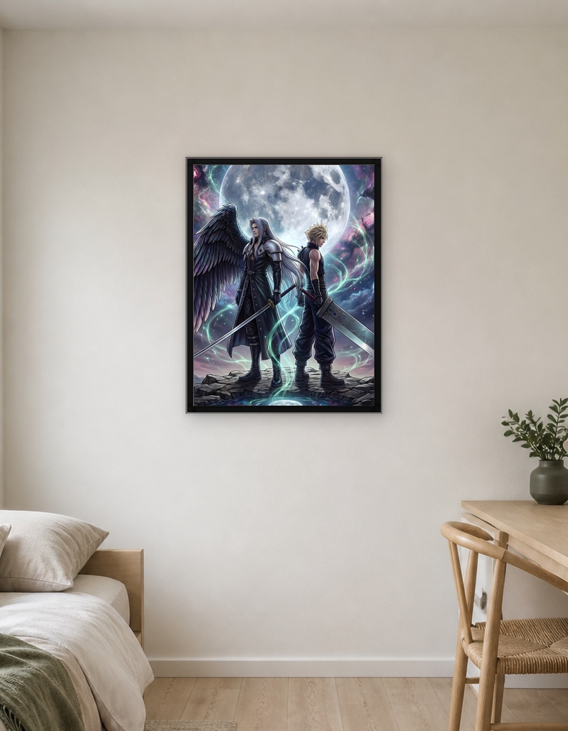 Final Fantasy VII Cloud and Sephiroth under the Moon