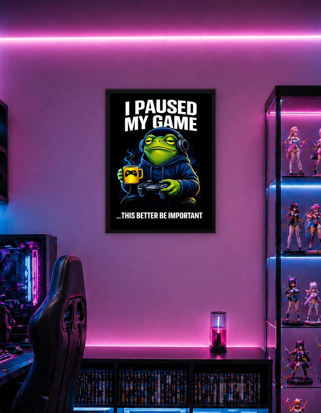 Frog Gamer Pauses Game for Coffee