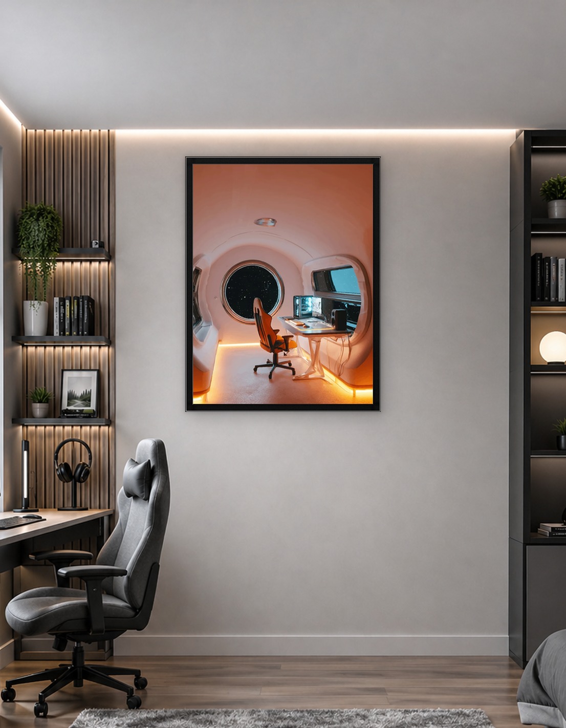 Futuristic Gaming Setup in Space