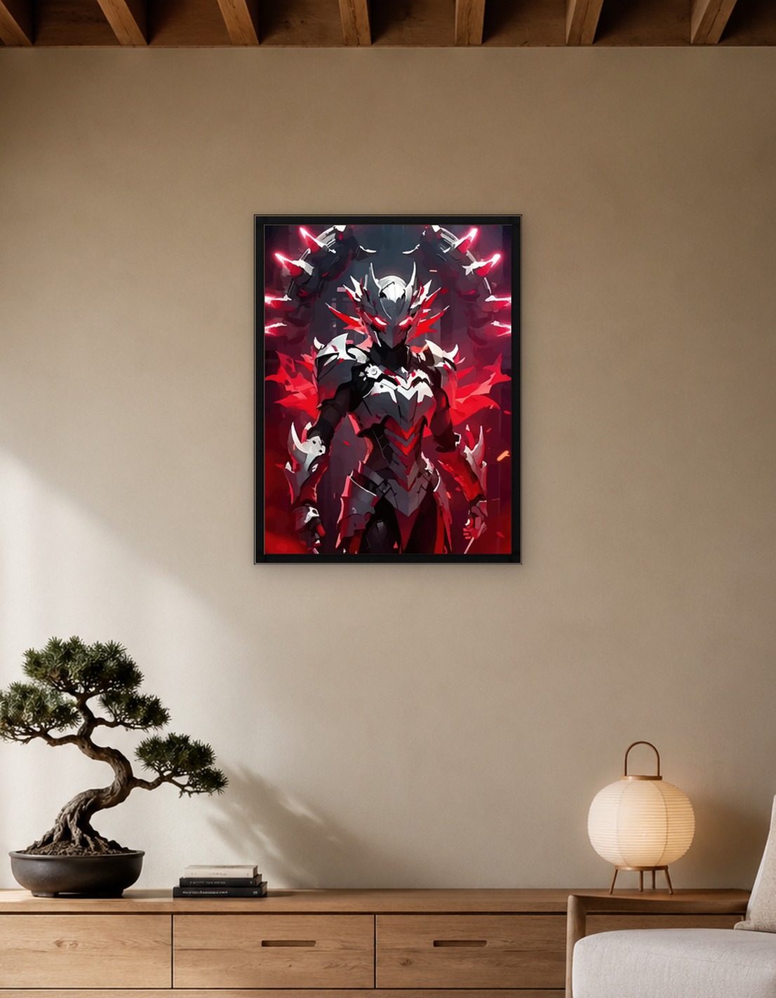 Futuristic Knight with Red Accents