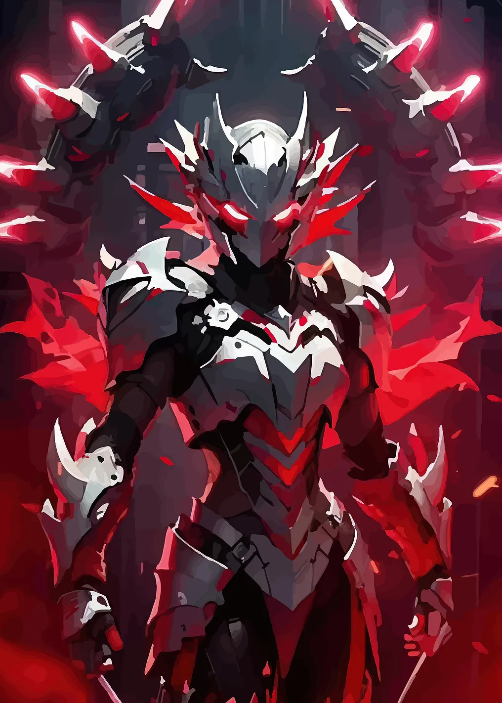 Futuristic Knight with Red Accents
