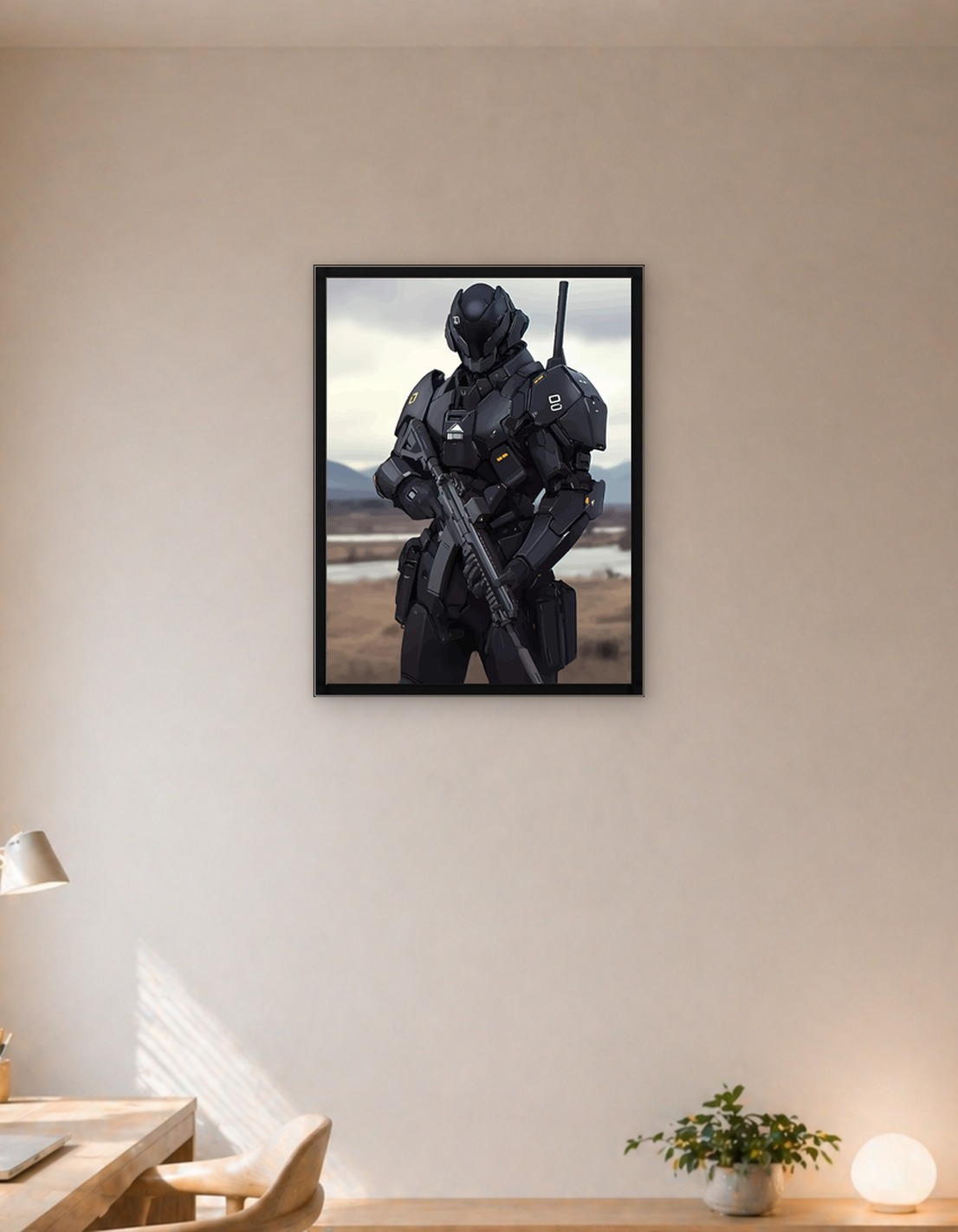 Futuristic Soldier with Rifle
