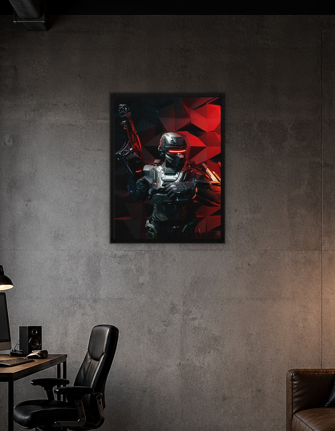 Futuristic Soldier with Sci-Fi Rifle