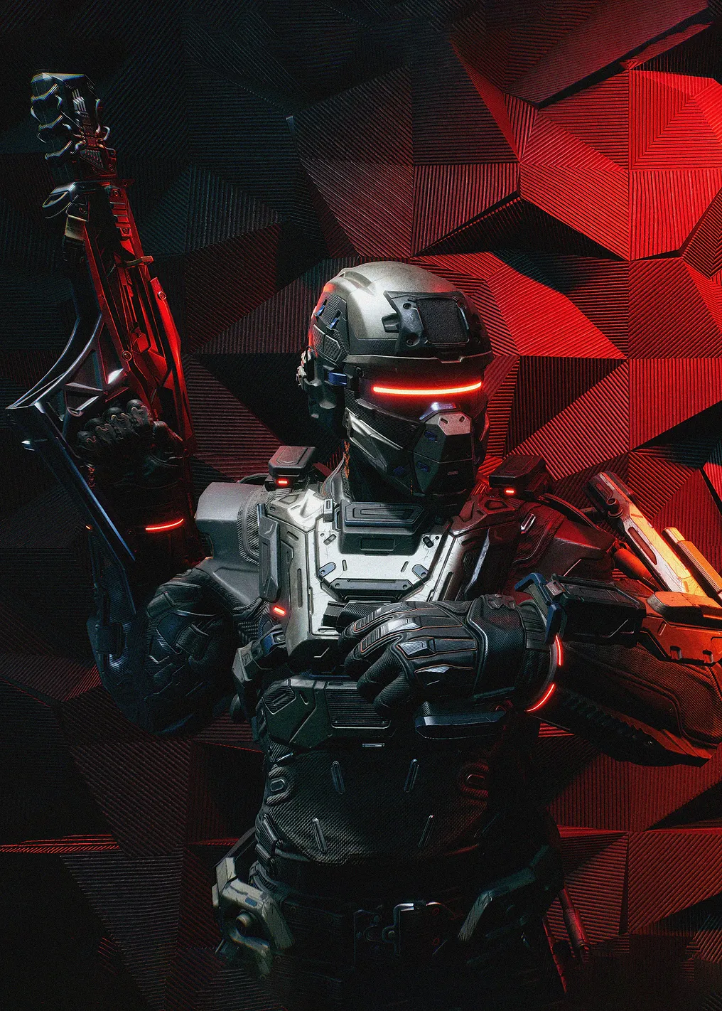 Futuristic Soldier with Sci-Fi Rifle