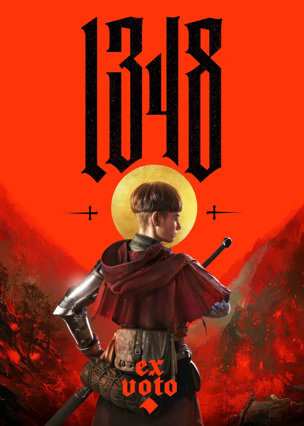 Fantasy warrior with sword and halo