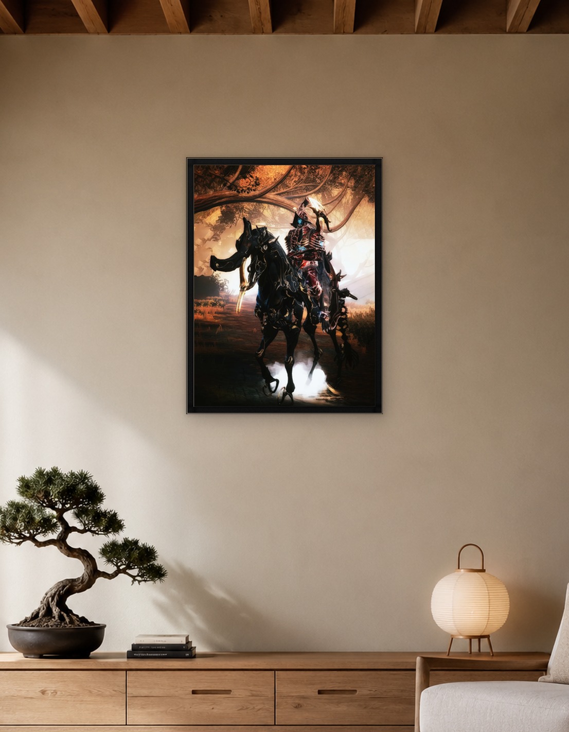 Fantasy Rider on Black Horse